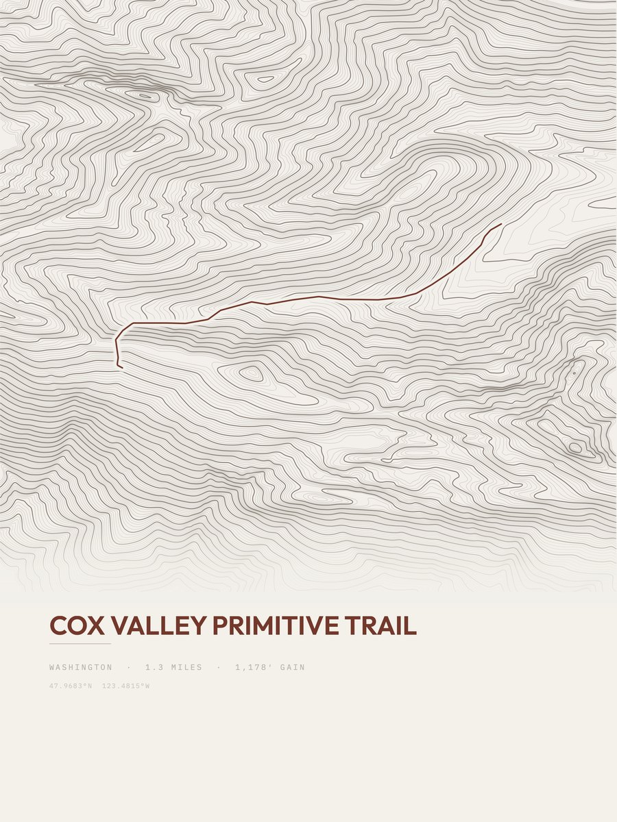 Cox Valley Primitive Trail Topographic print