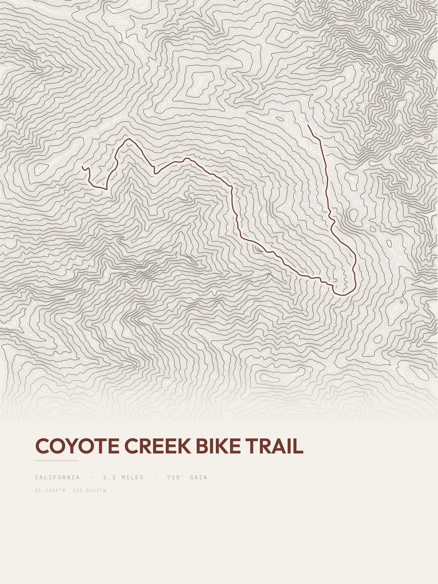 Coyote Creek Bike Trail topographic trail print