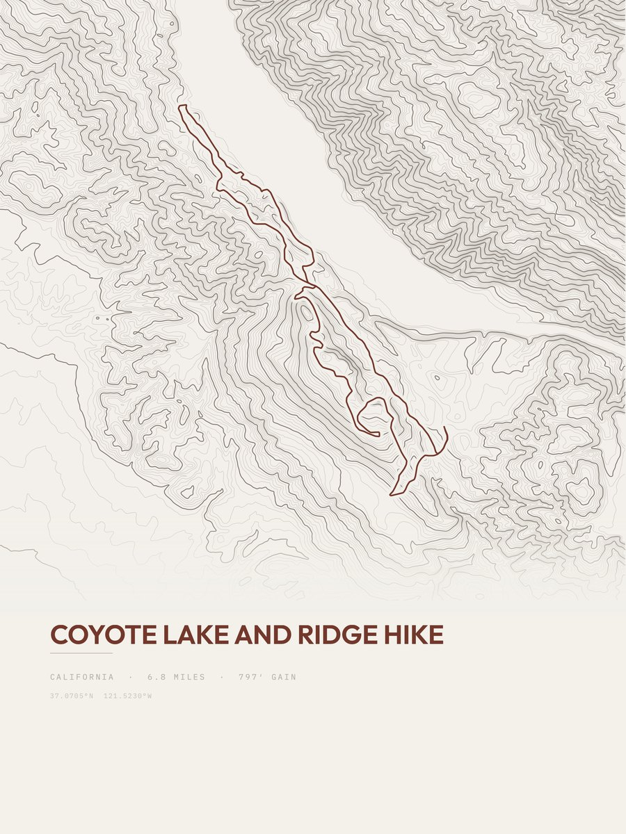 Coyote Lake and Ridge Hike Topographic print