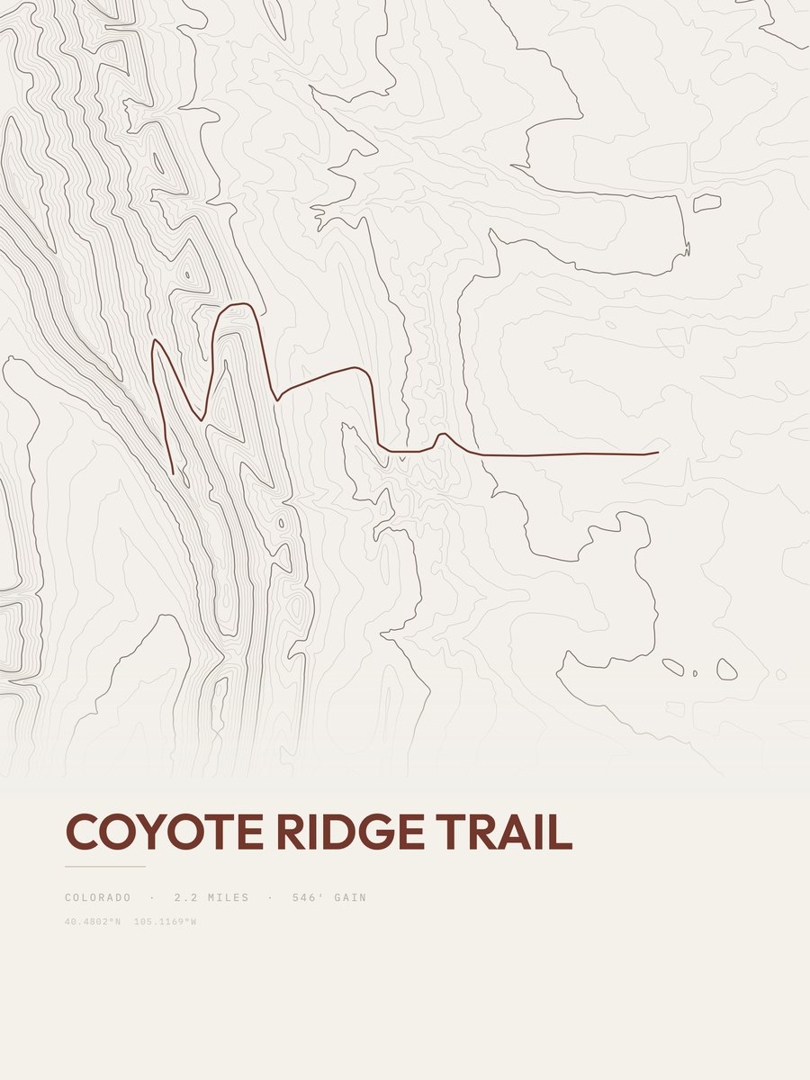 Coyote Ridge Trail Topographic print