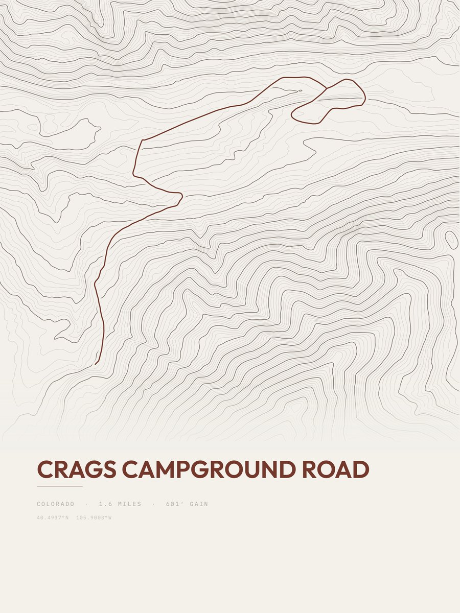 Crags Campground Road Topographic print