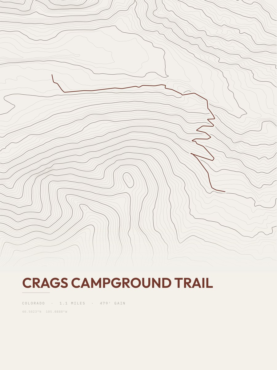 Crags Campground Trail Topographic print