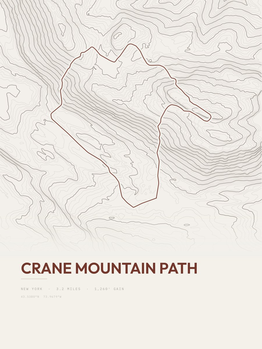 Crane Mountain Path Topographic print