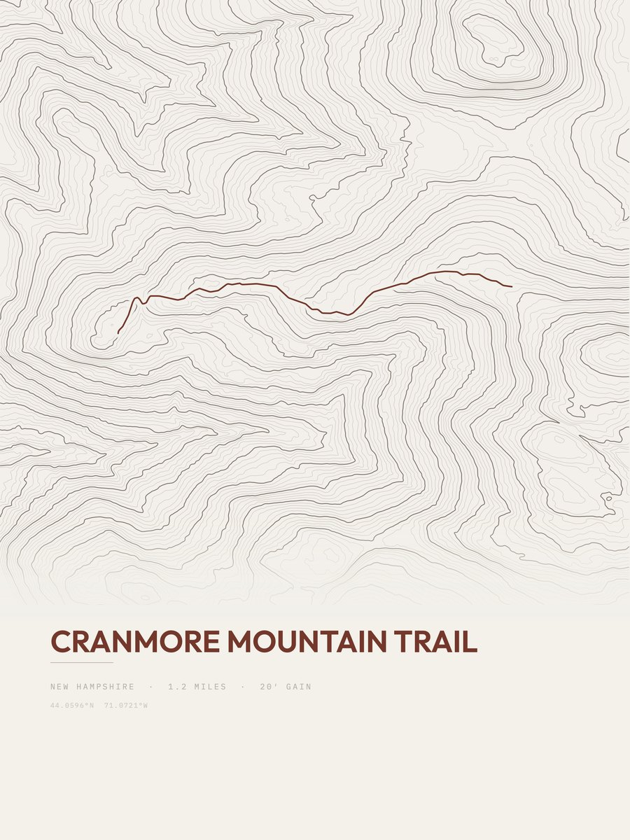 Cranmore Mountain Trail topographic trail print