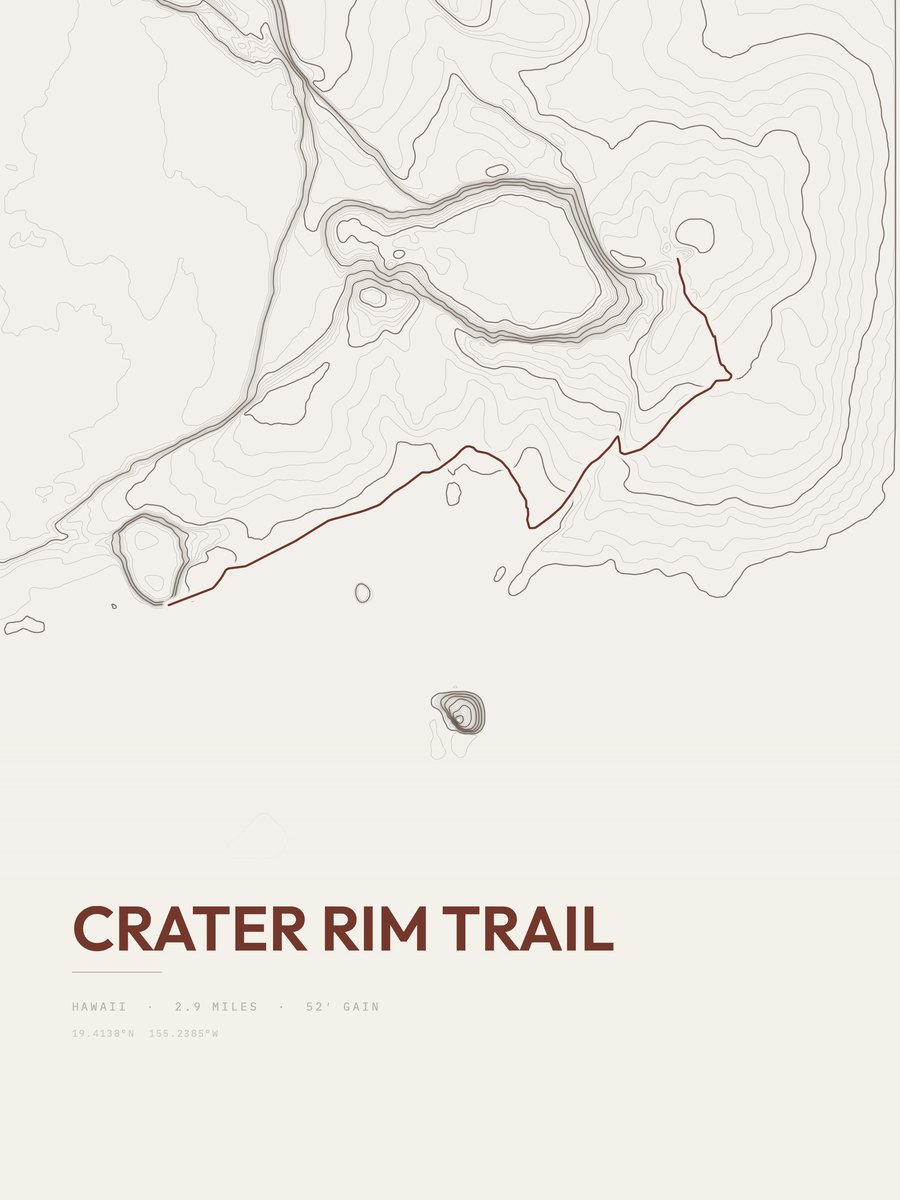 Crater Rim Trail Topographic print
