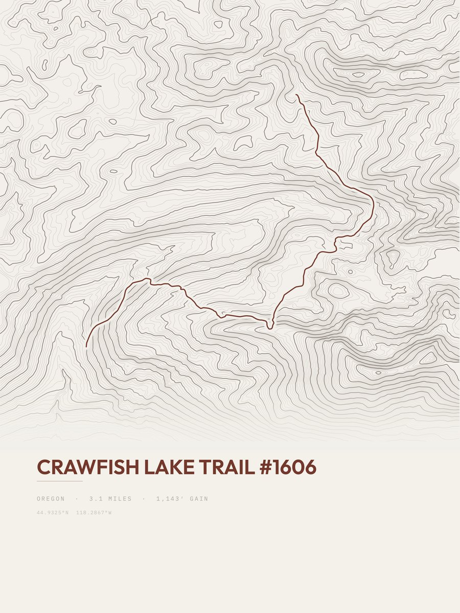Crawfish Lake Trail Topographic print