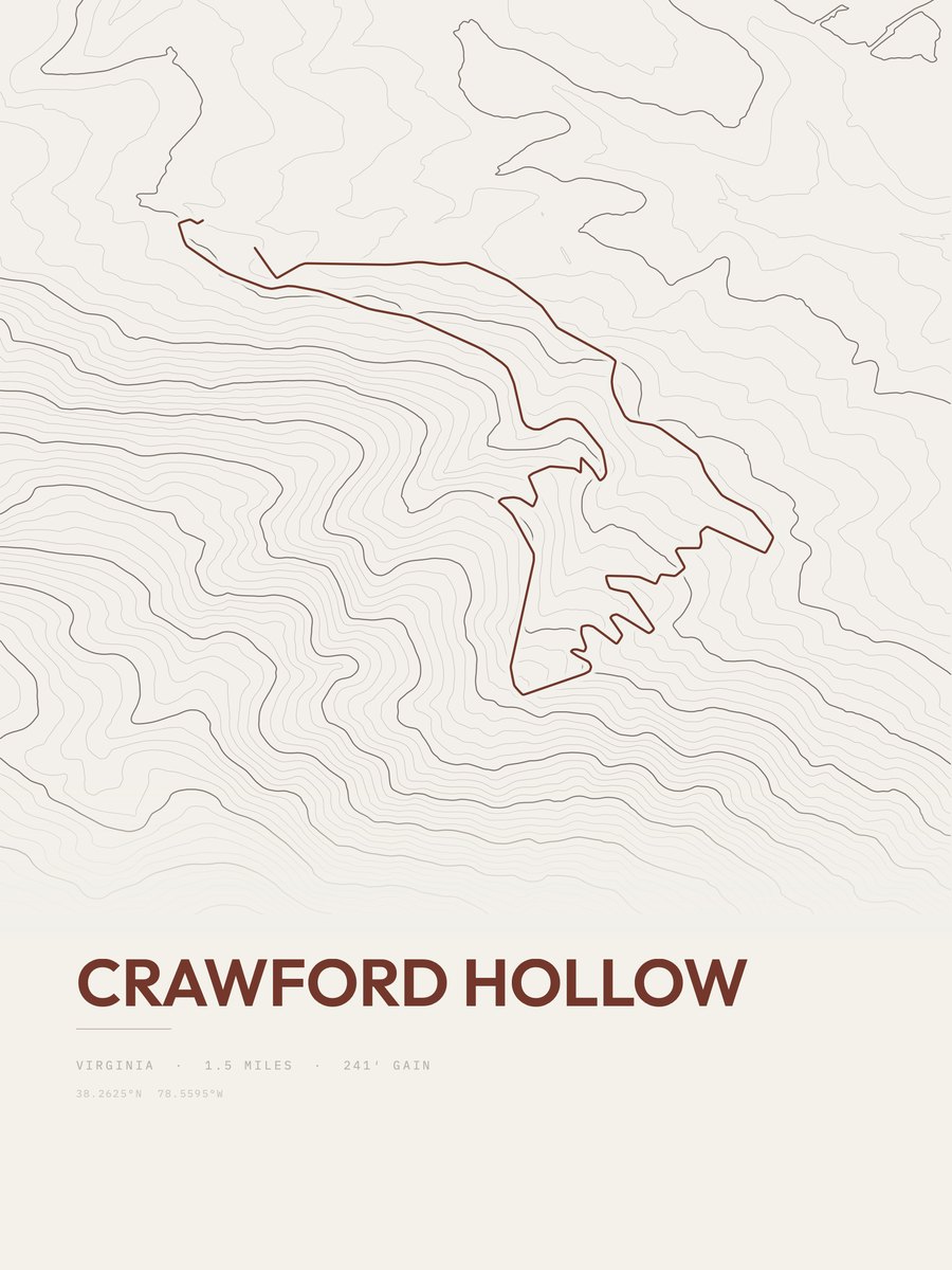 Crawford Hollow topographic trail print