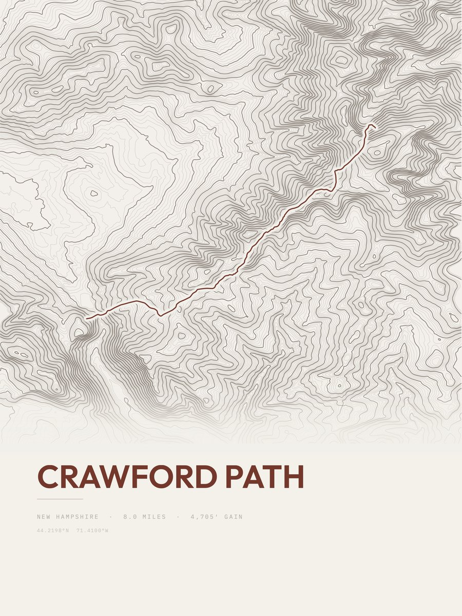 Crawford Path topographic trail print