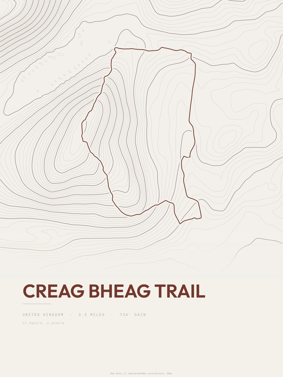 Creag Bheag Trail Topographic print