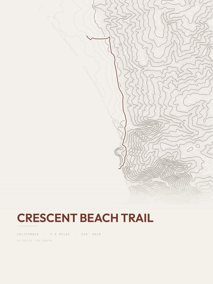 Crescent Beach Trail topographic trail print
