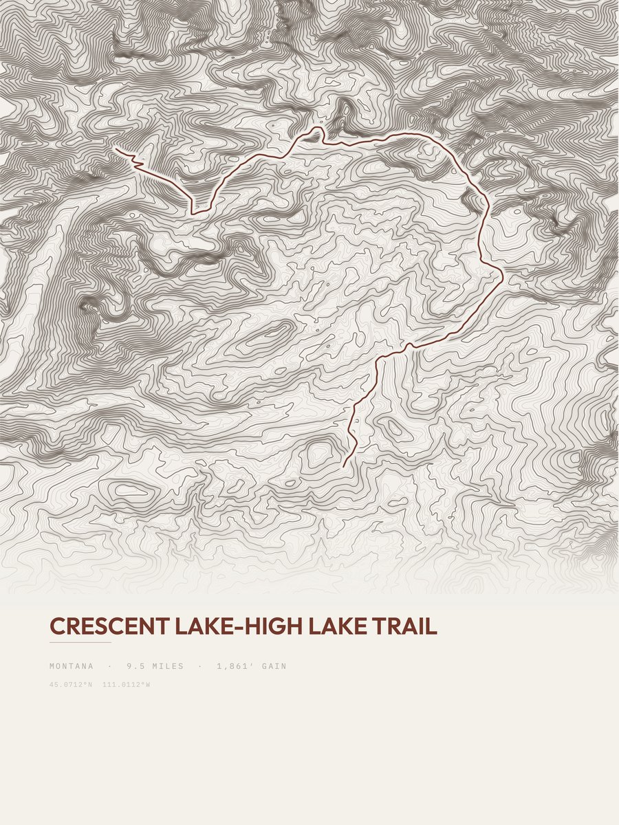 Crescent Lake-High Lake Trail Topographic print