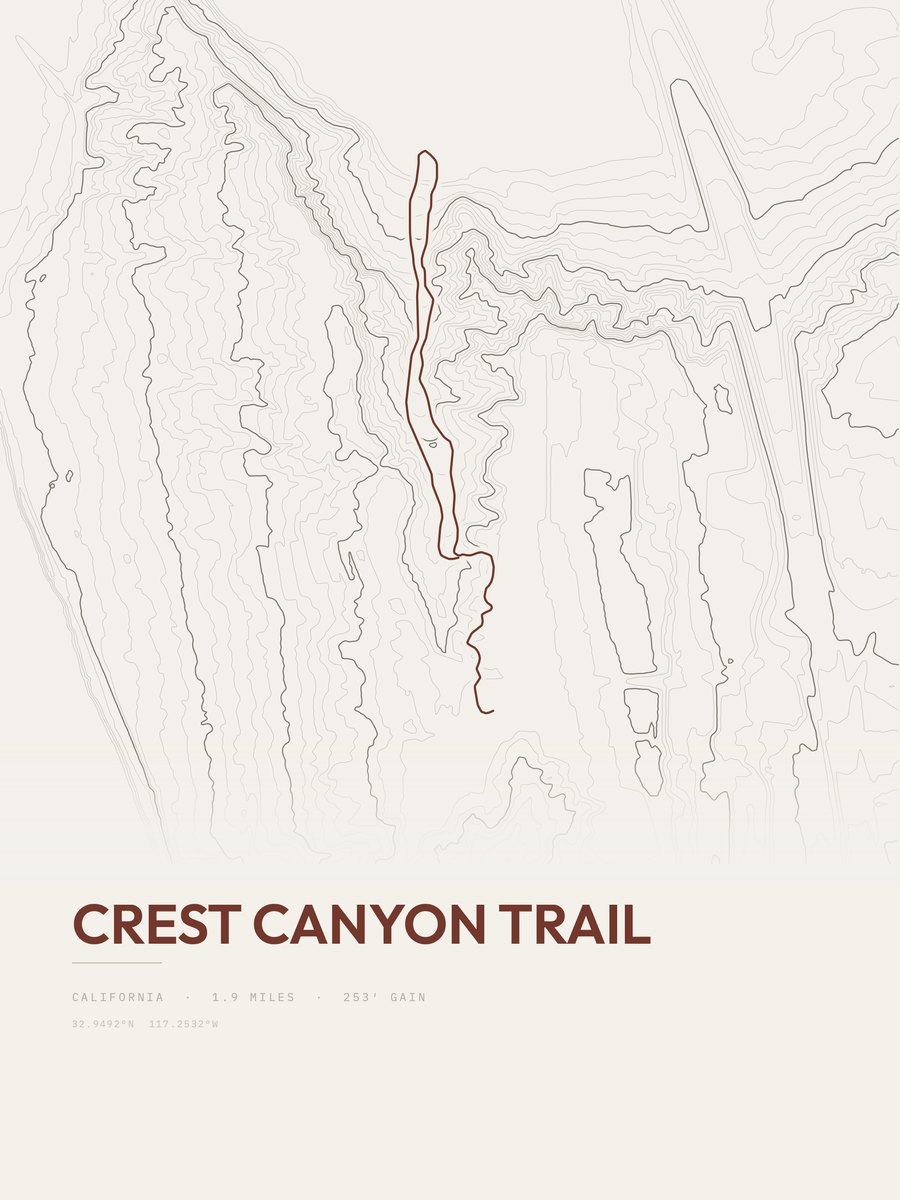 Crest Canyon Trail Topographic print