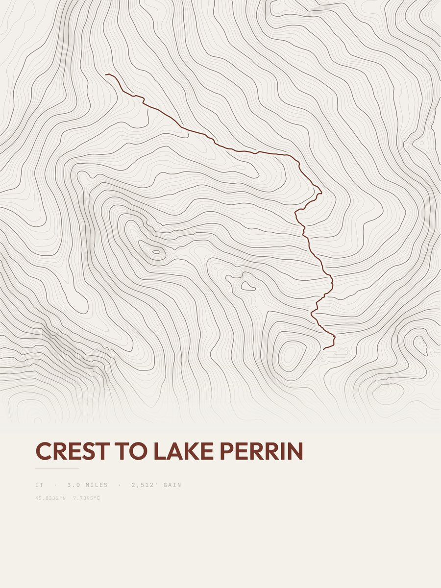 Crest to Lake Perrin Topographic print