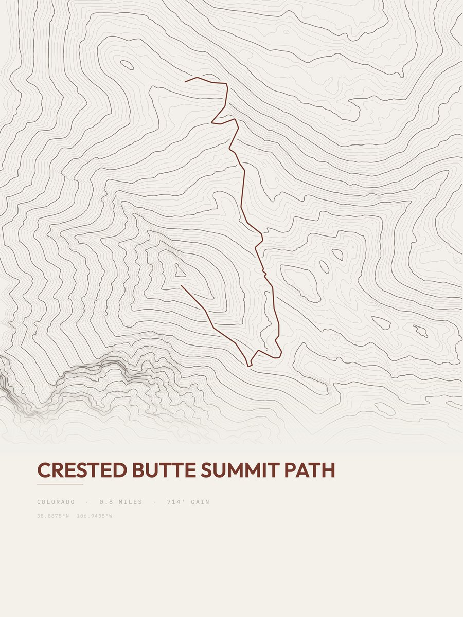 Crested Butte Summit Path topographic trail print
