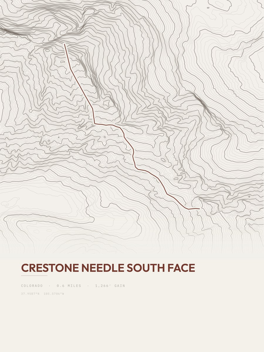 Crestone Needle South Face Topographic print