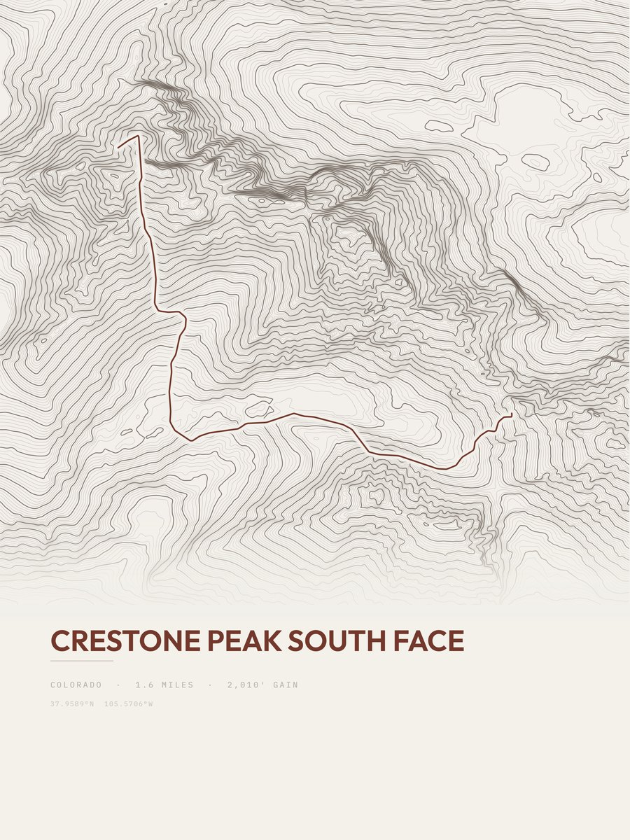 Crestone Peak South Face Topographic print