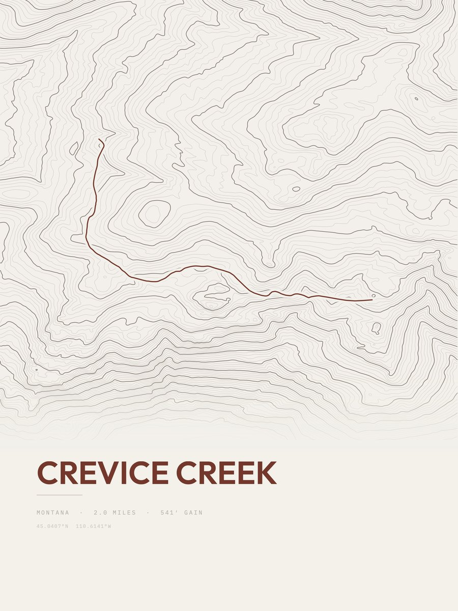 Crevice Creek Topographic print