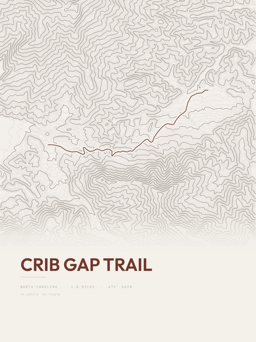Crib Gap Trail topographic trail print