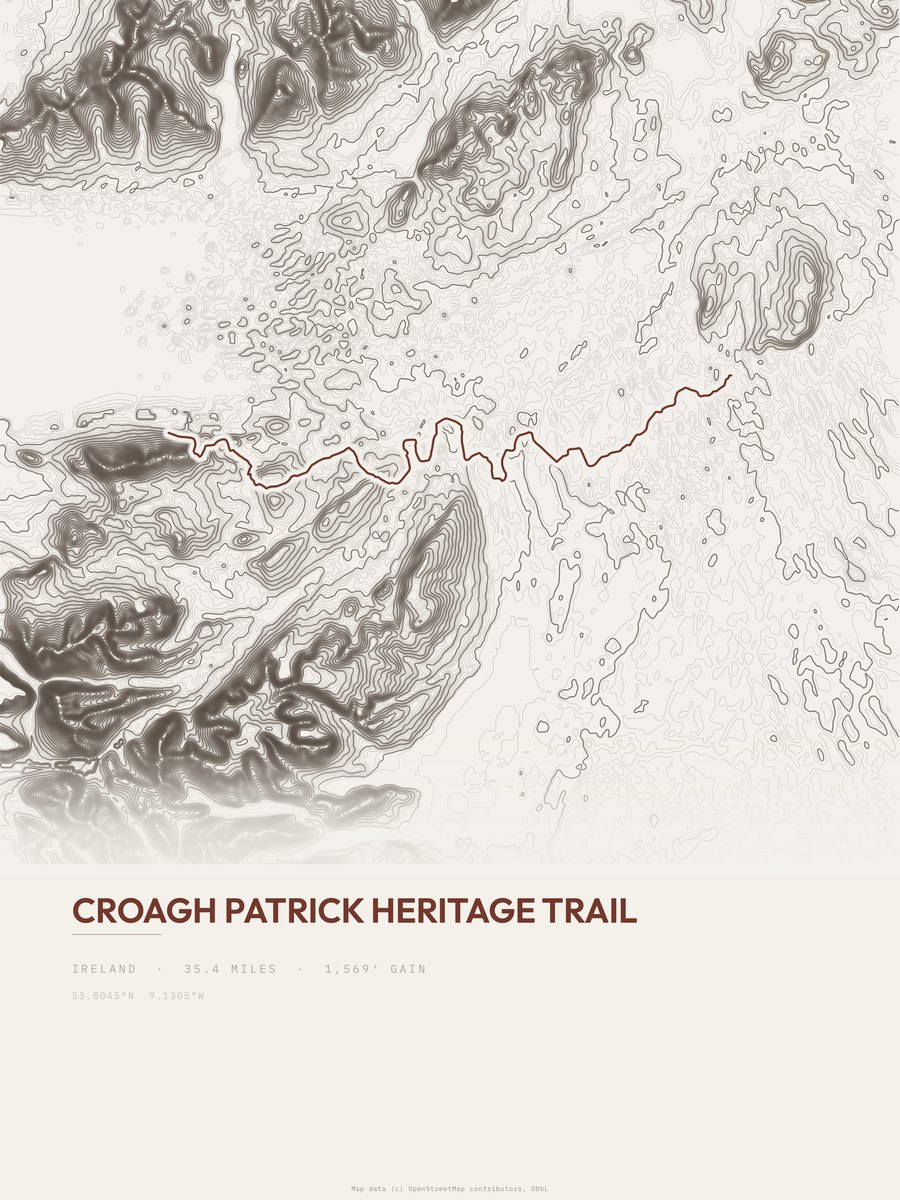 Croagh Patrick Heritage Trail Topographic print