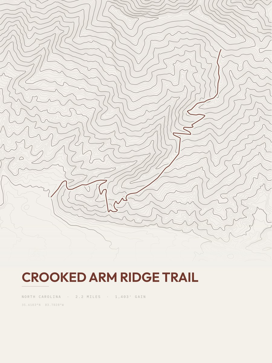 Crooked Arm Ridge Trail Topographic print