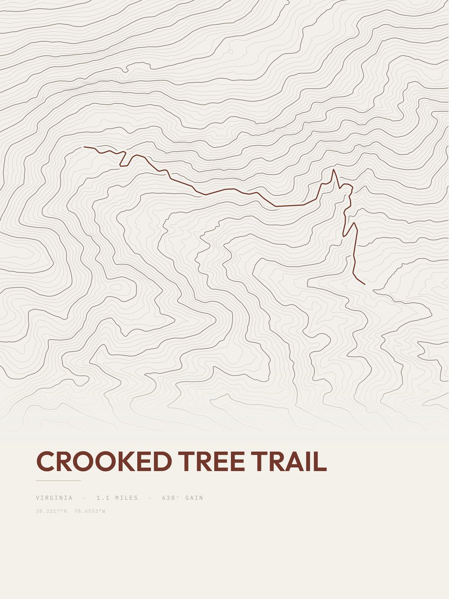 Crooked Tree Trail Topographic print