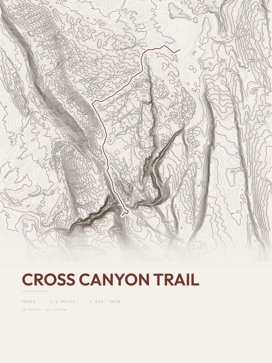 Cross Canyon Trail Topographic print