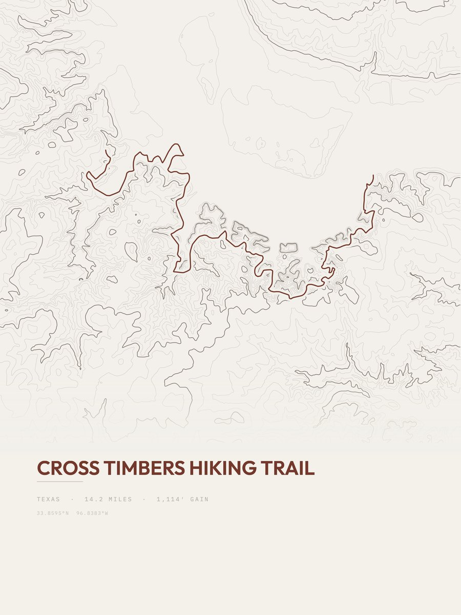 Cross Timbers Hiking Trail Topographic print