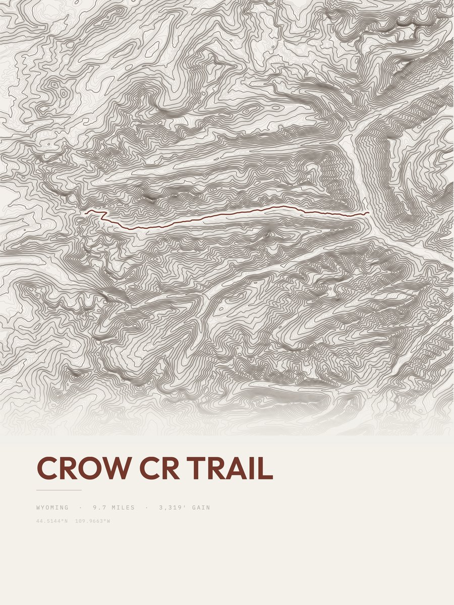 Crow Cr Trail topographic trail print