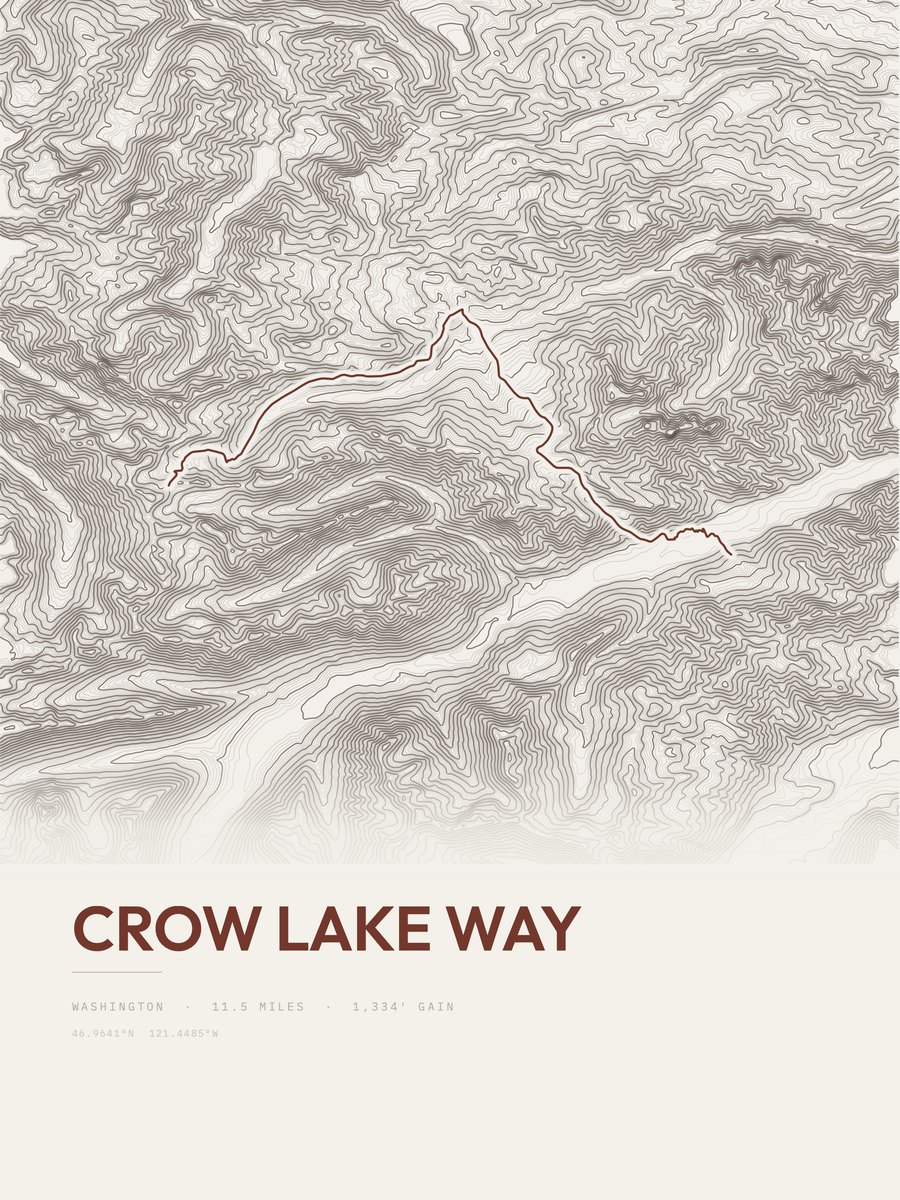 Crow Lake Way Topographic print
