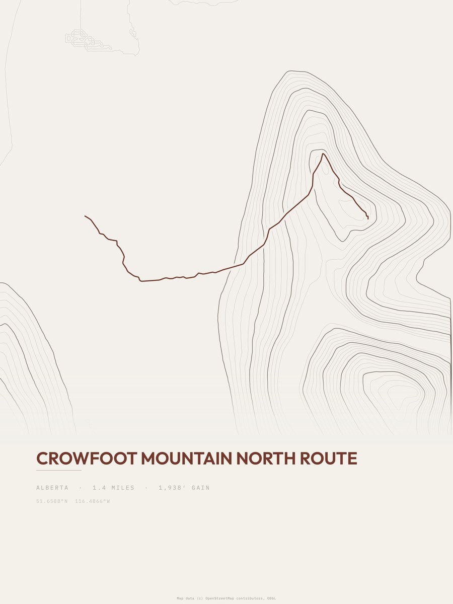 Crowfoot Mountain North Route Topographic print