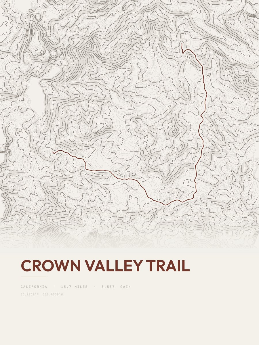 Crown Valley Trail topographic trail print