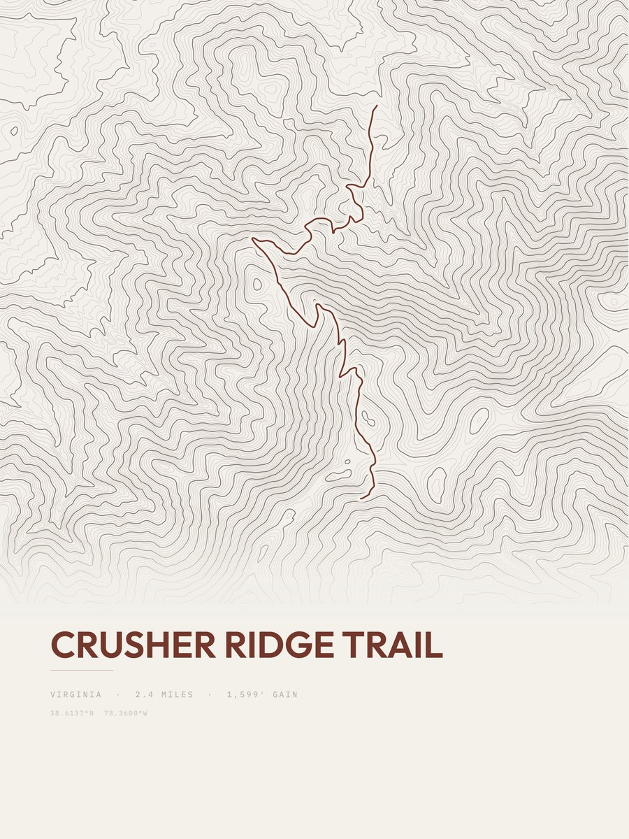 Crusher Ridge Trail Topographic print