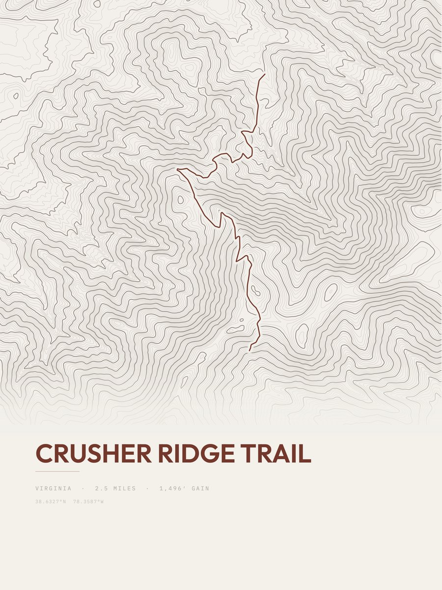 Crusher Ridge Trail topographic trail print
