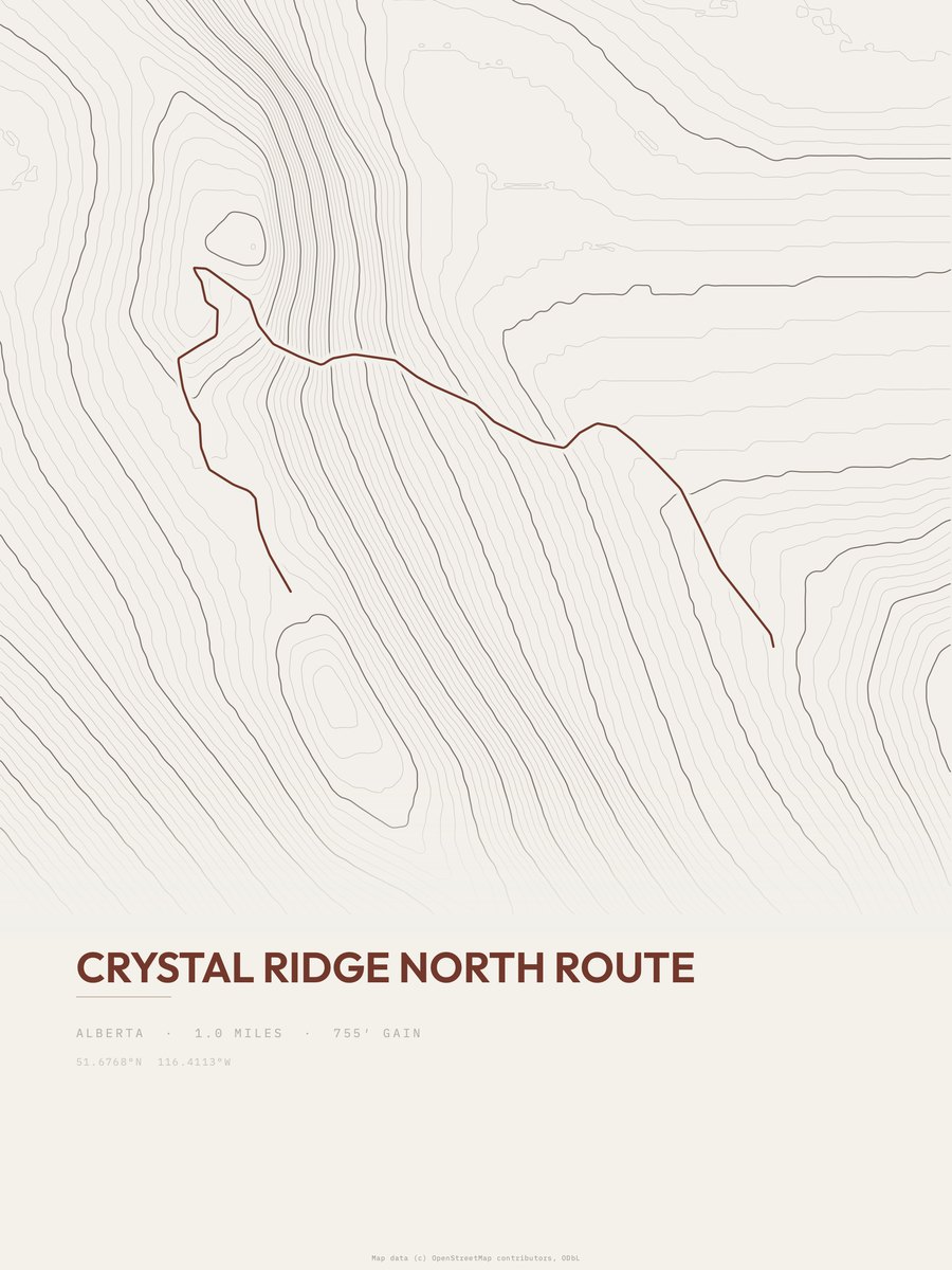 Crystal Ridge North Route Topographic print