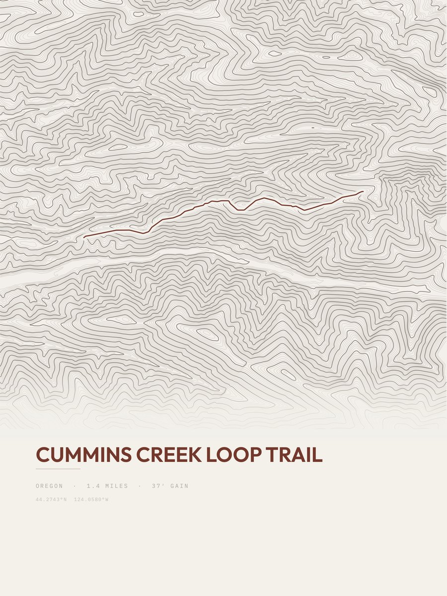 Cummins Creek Loop Trail Topographic print
