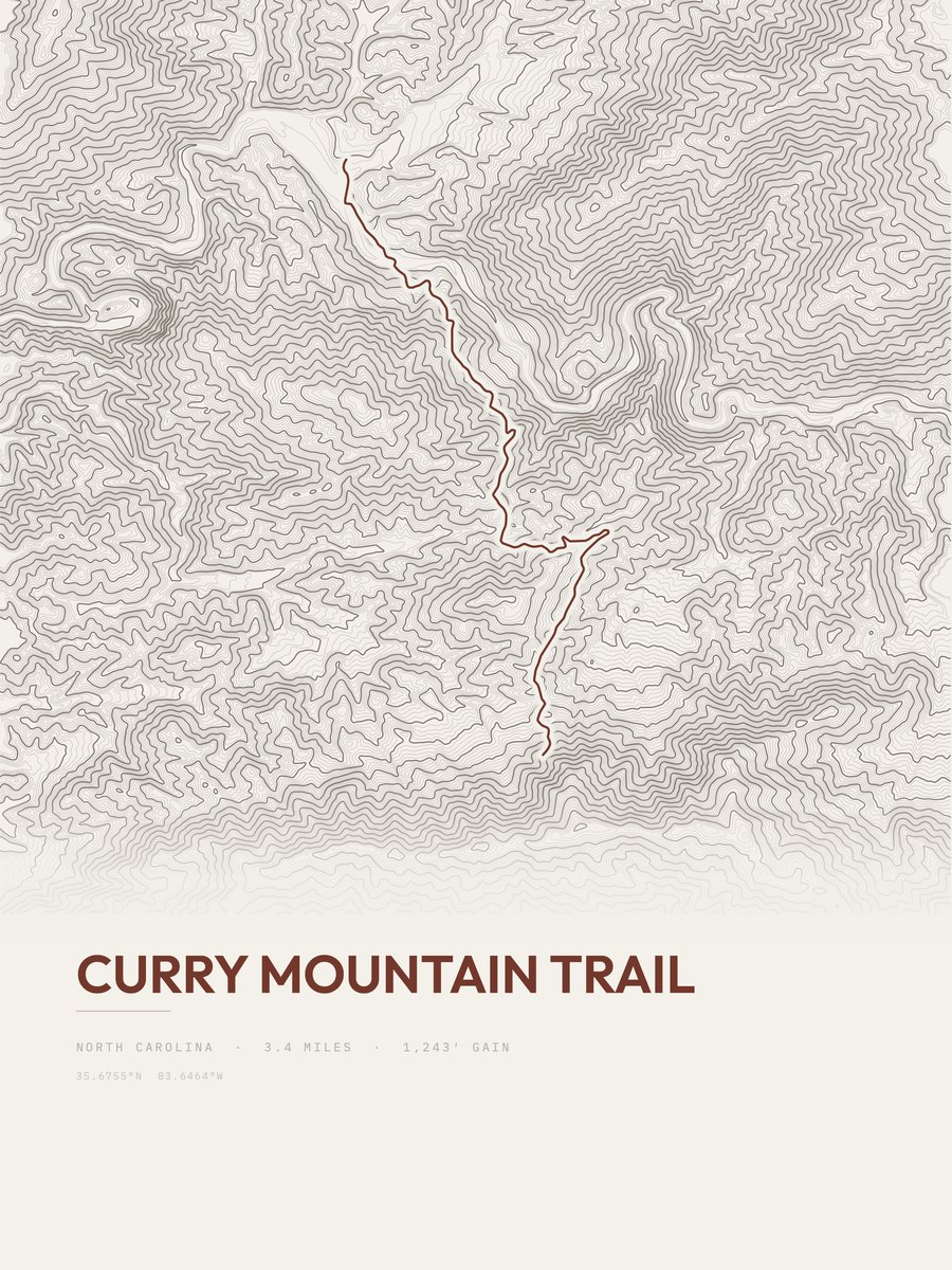 Curry Mountain Trail Topographic print