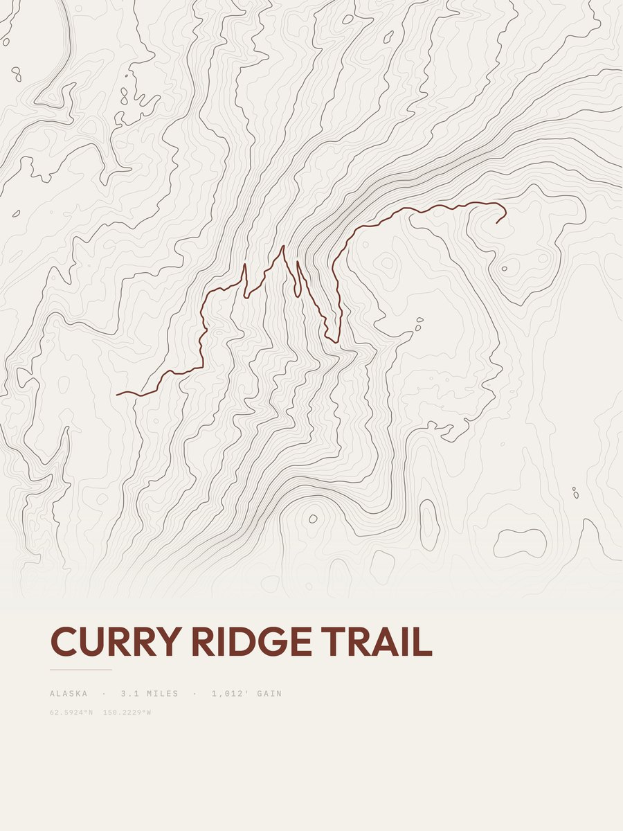 Curry Ridge Trail Topographic print