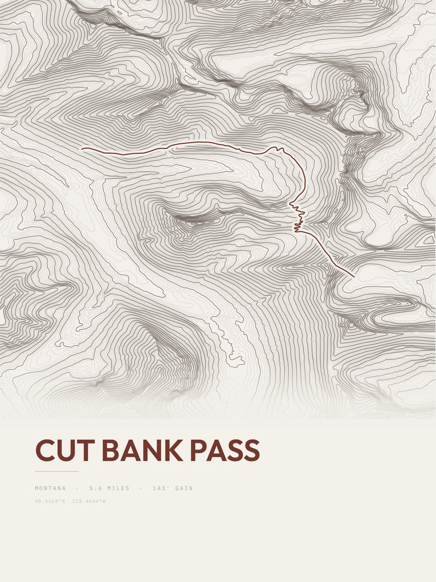 Cut Bank Pass Topographic print