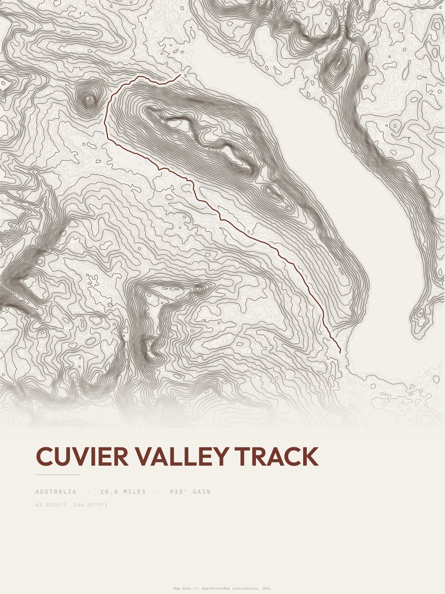 Cuvier Valley Track Topographic print