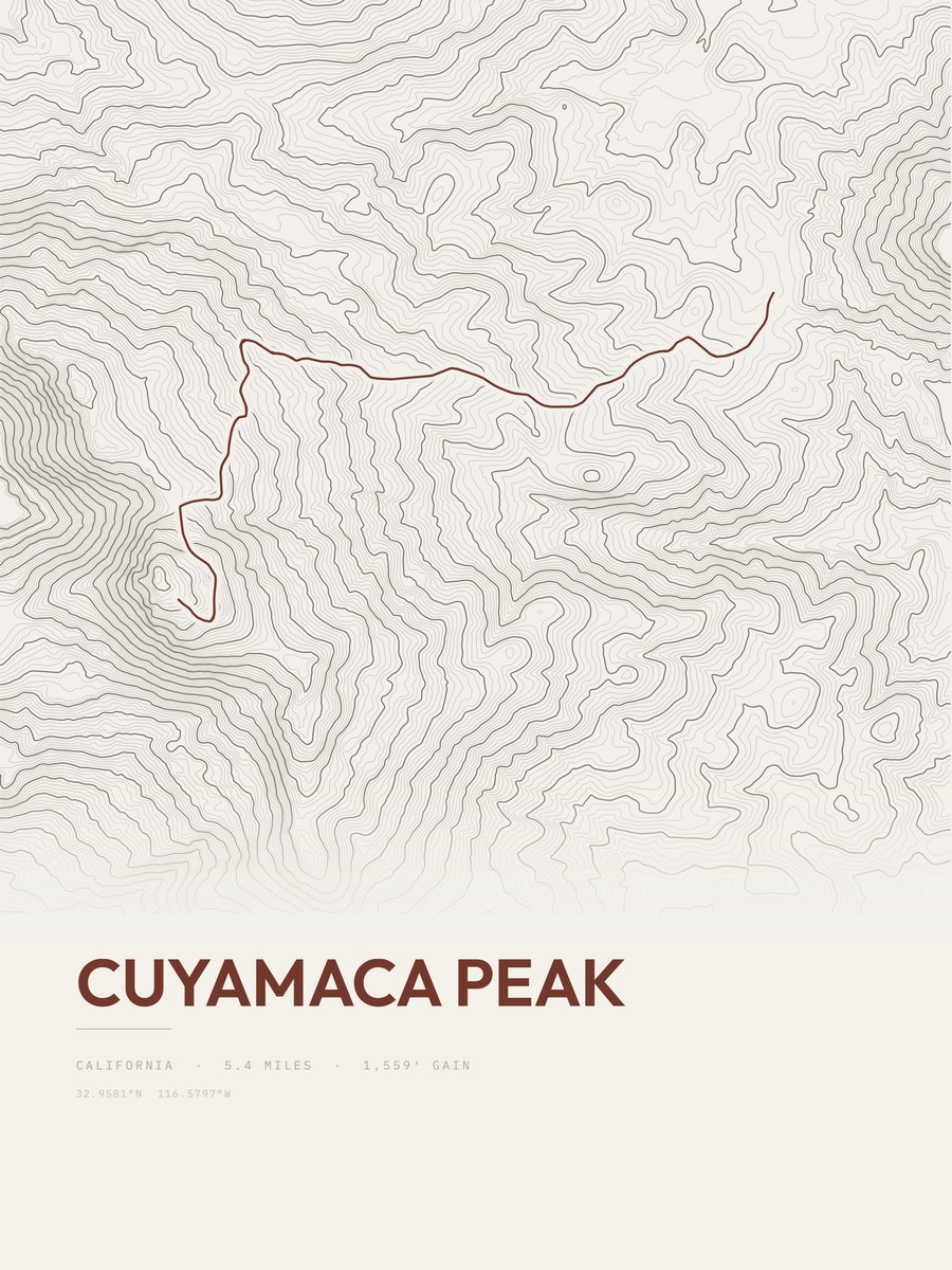 Cuyamaca Peak Topographic print
