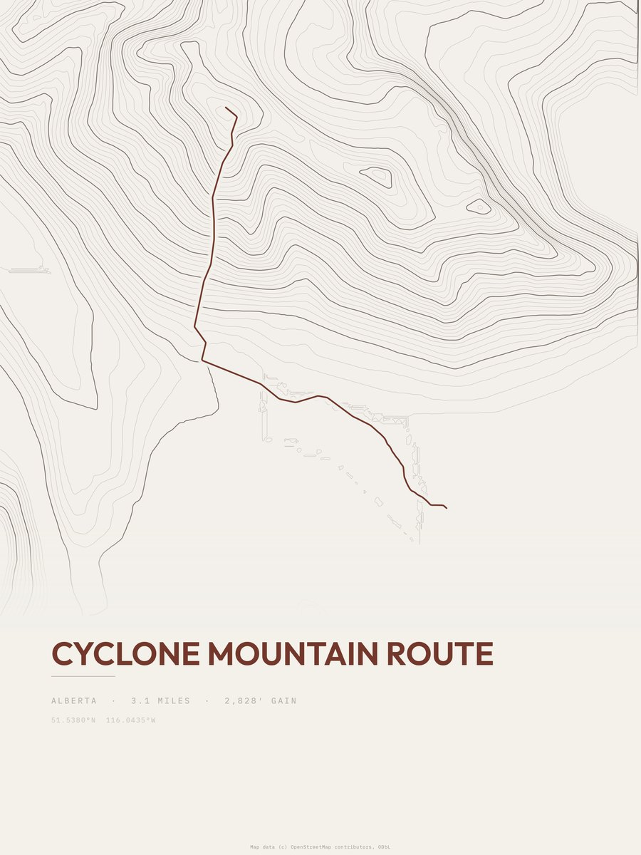 Cyclone Mountain Route Topographic print