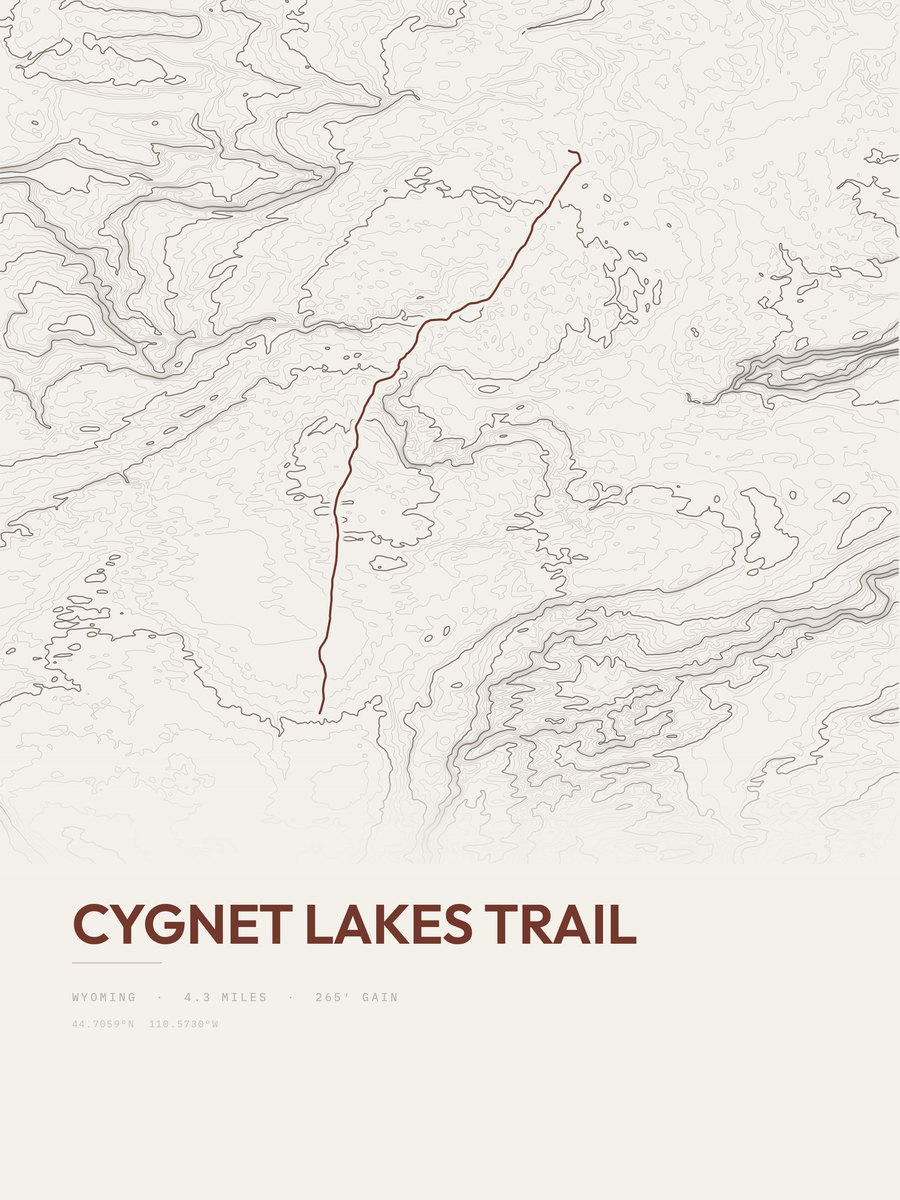 Cygnet Lakes Trail topographic trail print