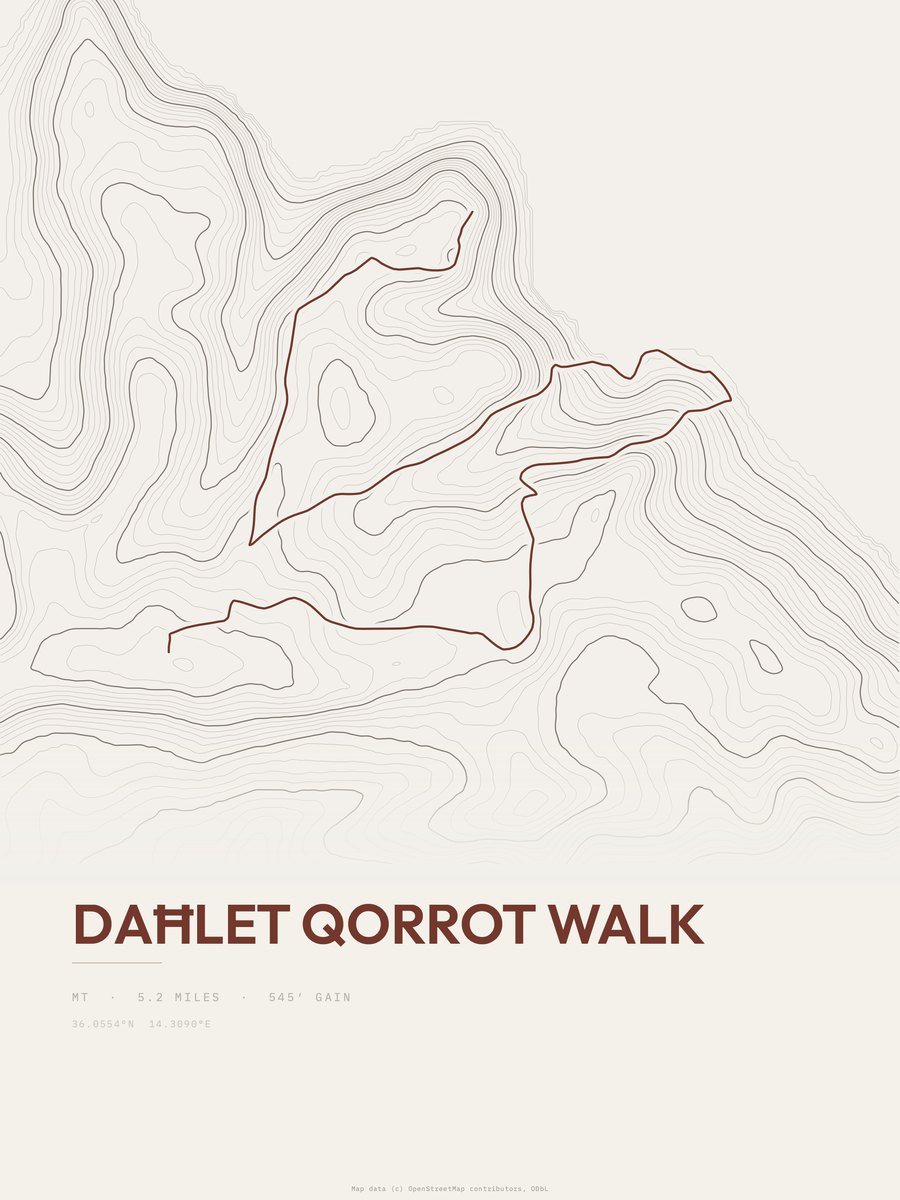 Daħlet Qorrot Walk topographic trail print
