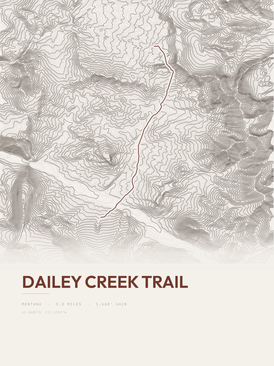 Dailey Creek Trail Topographic print