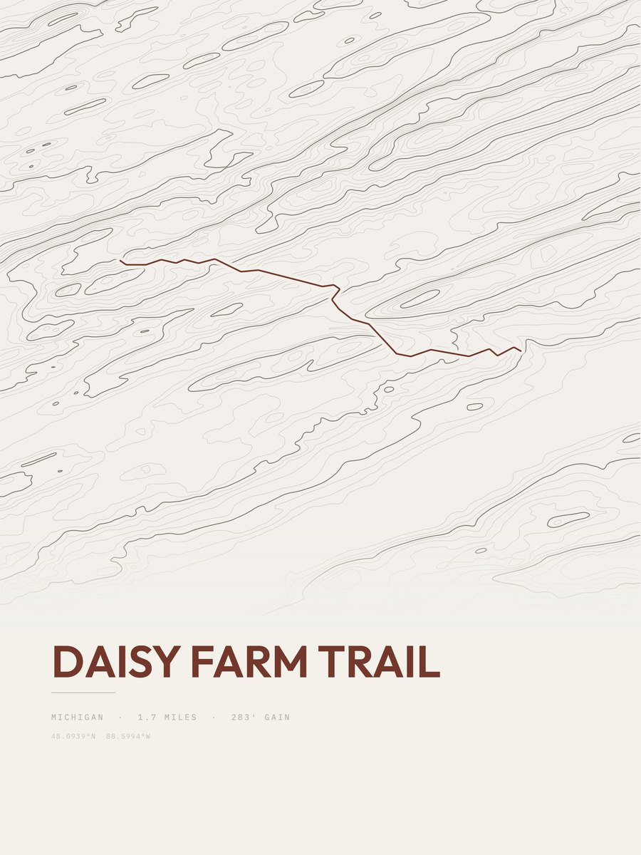 Daisy Farm Trail topographic trail print
