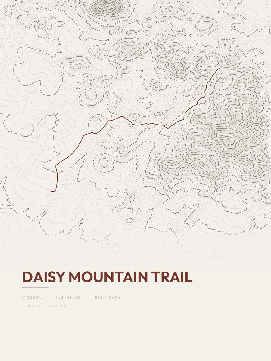 Daisy Mountain Trail Topographic print