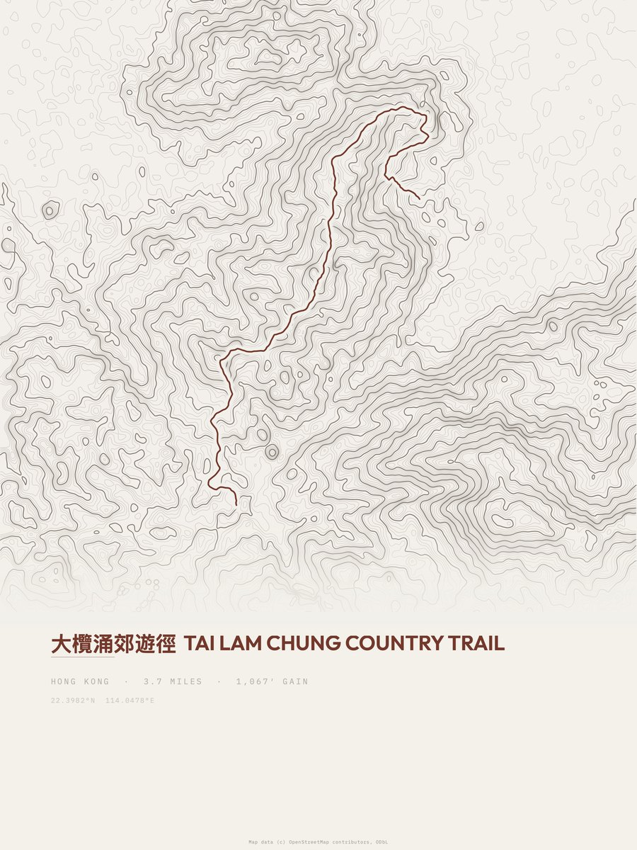 Tai Lam Chung Country Trail Topographic print