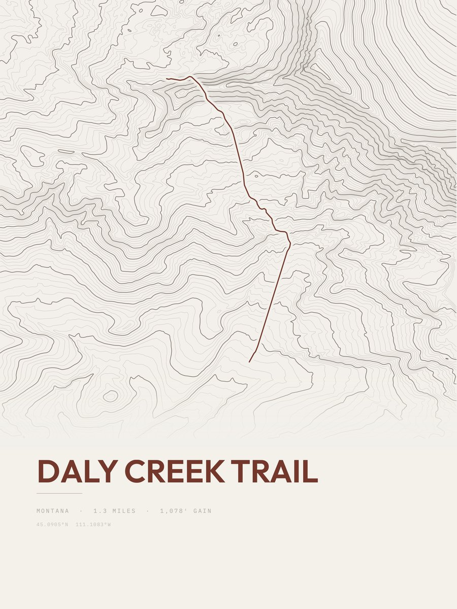 Daly Creek Trail topographic trail print