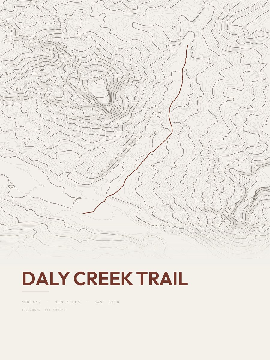 Daly Creek Trail Topographic print