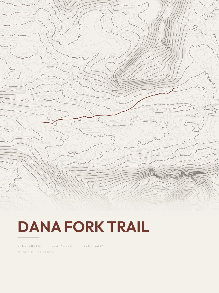 Dana Fork Trail Topographic print